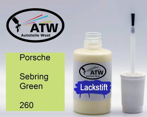 Porsche, Sebring Green, 260: 20ml Lackstift, von ATW Autoteile West.